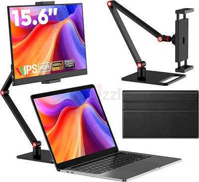 Portable Monitor with Adjustable Mount, FHD 1080P IPS Display