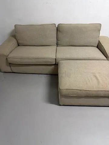IKEA Kivik Beige Fabric 3-Seater Sofa and footstool