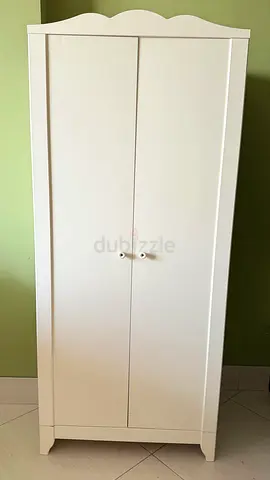 White Wooden 2-Door Wardrobe / Armoire - Good Condition