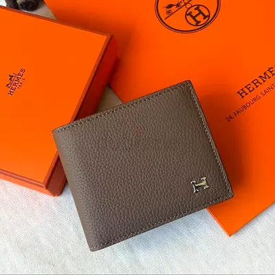 Hermes Men's Bi-Fold Leather Wallet - Brown, Gently Used