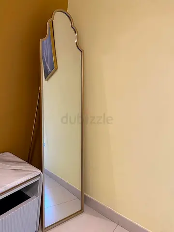 Full-Length Decorative Floor Mirror with Gold Frame