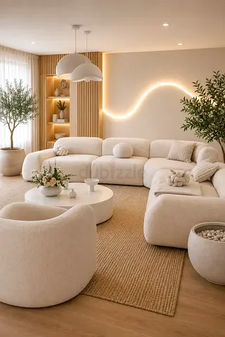 New elegant beautiful ,5 couvrd boucle sectional sofa