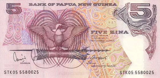 PAPUA NEW GUINEA 5 KINA BANKNOTE 2005