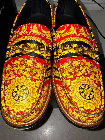 Versace Medusa Barocco Print Leather Loafers