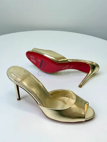 Gold Peep-Toe Stiletto Mules, Size Unknown - Gently Used