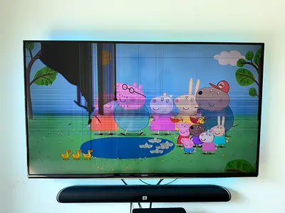 49” Samsung LED TV with cracked screen for sale.