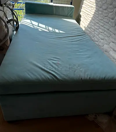 Single day bed/sofa bed - light blue, customized with medicated mattress in light blue color