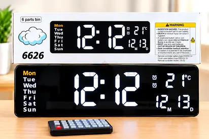Modern Digital Wall Clock – Australian Brand, Brand New Features time, date, temperature/weather di