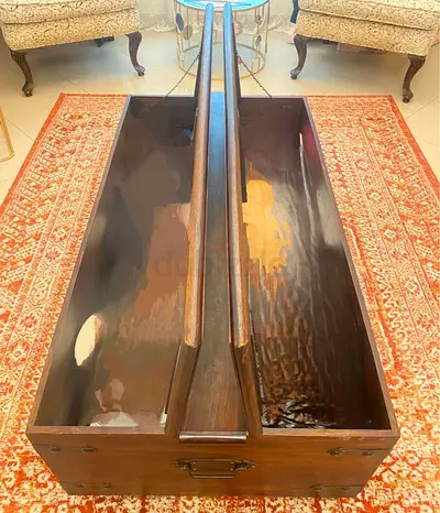 Vintage Wooden Trunk Coffee Table with Lift-Top Storage