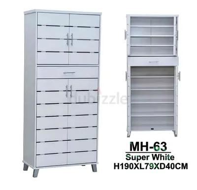 White shoes rack with Multiple Shelves and Doors (MH-63)