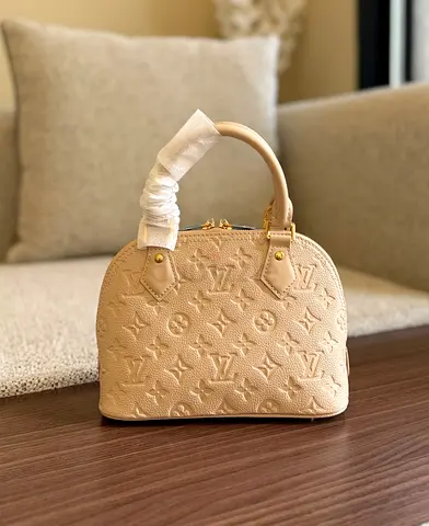 Beige Louis Vuitton Alma BB Monogram Empreinte Leather Handbag