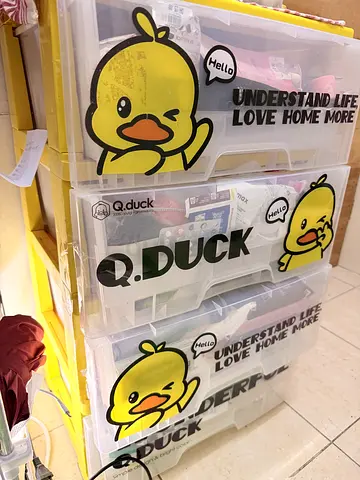 Set of 3 Transparent Plastic Storage Drawers with Duck Print - Good Condition