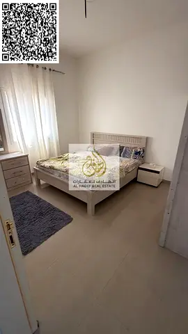 Furnished room for monthly rent on the Corniche Master room + additional bathroom Fully equipped kitchen Ajman, behind Thimar Al-Bahar 3,600 (inclusiv