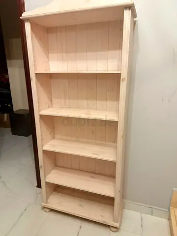 Solid Pine 5-Shelf Bookcase - Light Natural Finish