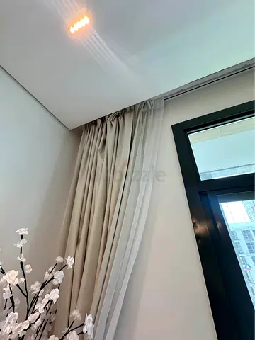 2 Sets Floor-to-Ceiling Beige Curtains + White Sheers – Excellent Condition