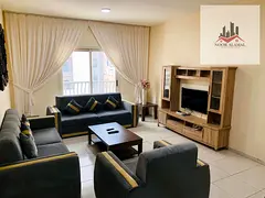 Sharjah, Al Taawun: Apartment with a bedroom, living room, kitchen, two bathrooms, and a balcony.