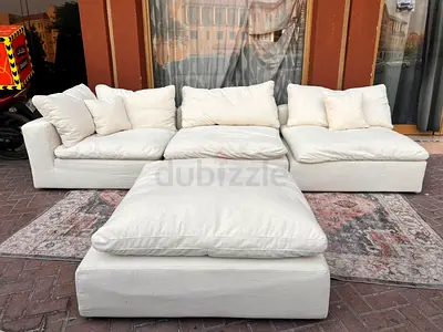 Comfortable ___ Marina Home Luscious Original Sofa Beige with footstool