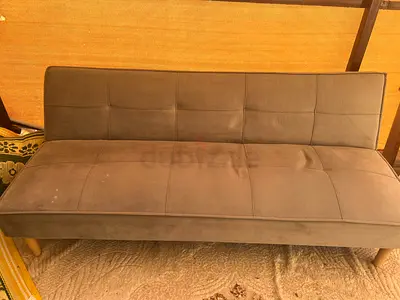 Grey fabric 3-seater sofa / futon - good condition