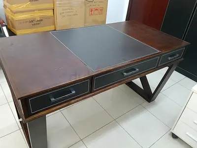 Solid Wood Executive Office Desk with Leather Top