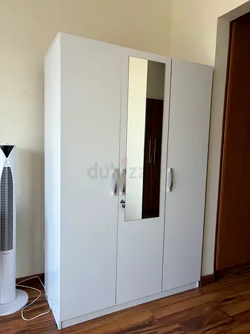 Kulltorp Plus 3-Door Wardrobe White with Shelves and Hanging Rail - Good Condition