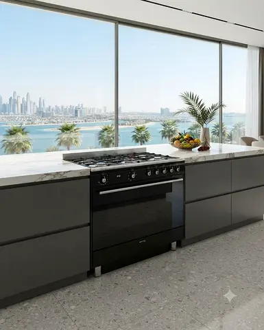 Smeg Black Edition 90cm 5-Burner Gas Range Cooker with Electric Dual-Fan Oven