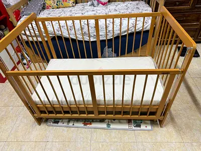 Solid Wood Baby Crib with Mattress - Good Used Condition