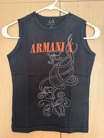Armani Exchange black sleeveless tank top with rhinestone design - size XS