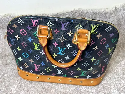Pre-loved Louis Vuitton Multicolor Handbag with Tan Leather Handles