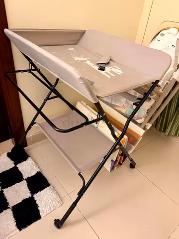 Portable Baby Changing Table with Storage Shelves - Light Grey