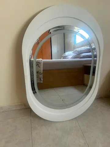 White Oval Wall Mirror with Decorative Inner Frame , Set of 2 !!
