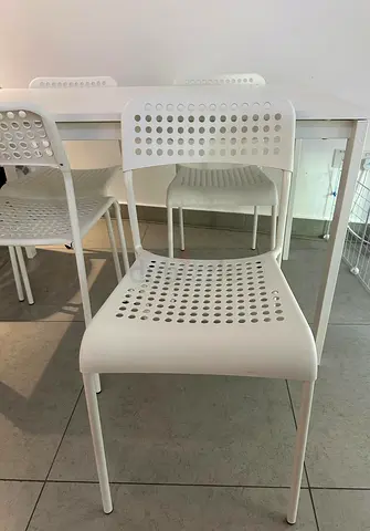 White IKEA ADDE Dining Chairs Set