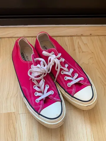 Pink Converse-style Low Top Canvas Sneakers, Size 4-5 (please confirm)