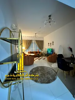 Luxury apartment, second occupancy, one bedroom, living room, balcony, gym, and swimming pool. Ajman