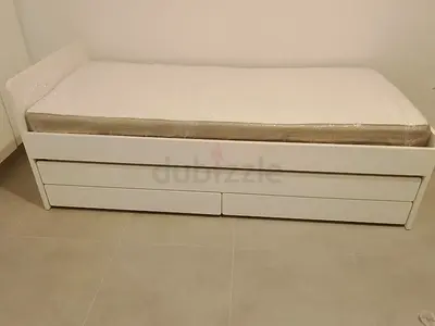 IKEA slakt bed under bed with 2 mattresses and 2 storage drawers underneath , no any scratches