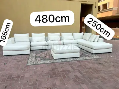 Looks Marina Home Feather filled Corner U Shape Sofa with footstools