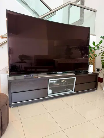 Large Dark Wood TV Console / Entertainment Unit