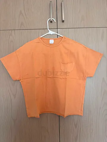 Zara Light Orange Short-Sleeve Cotton T-Shirt - size 13-14