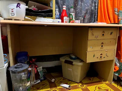 Used wooden study desk with 3 drawers - fair condition