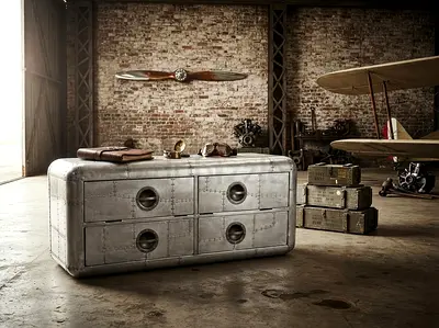 Timothy Oulton Vintage industrial aluminum Tv Cabinet