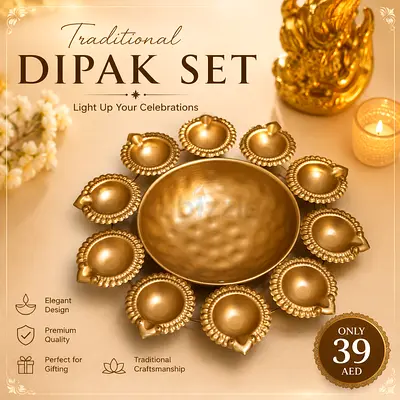 Traditional Decorative Diya (Dipak) Set