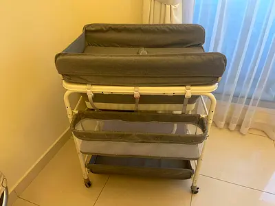 Foldable Baby Changing Table with Built-in Bath and Storage