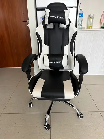 GTPLAYER Gaming Chair Black and White Ergonomic Design