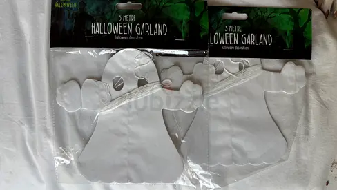New 2x Pack of Halloween Ghost Paper Garland (3m) - Unused