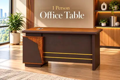 Modern 1 Person Office Desk with 3 Drawers – Golden Oak Brown Office Table