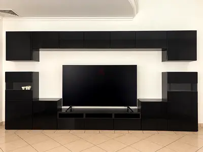 IKEA BESTÅ Glossy Black TV Wall Unit | 420 cm | Excellent Condition