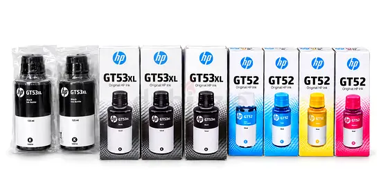HP Ink Bottles (Black, Cyan, Yellow, Magenta) - Genuine