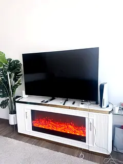 55-inch Smart LED TV with Stand and Fireplace Unit