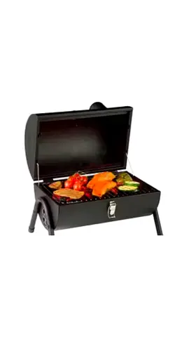 Portable charcoal BBQ grill with lid — compact outdoor grill