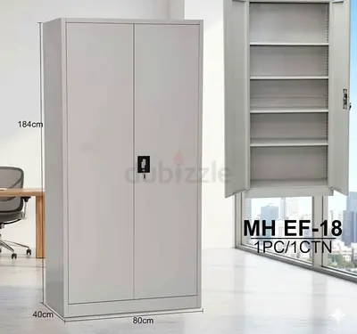 Metal Office Storage Cabinet 2-Door 184cm High with Lock