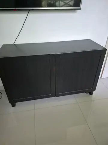Modern Black Wood Finish Wall Cabinet
